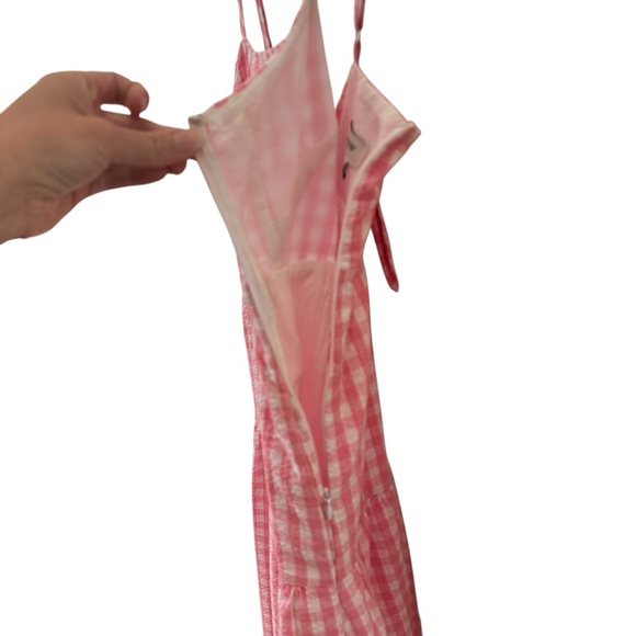 J. Crew Gingham Seersucker Tie Back Midi Dress Pink White Size 8 - Picture 5 of 13